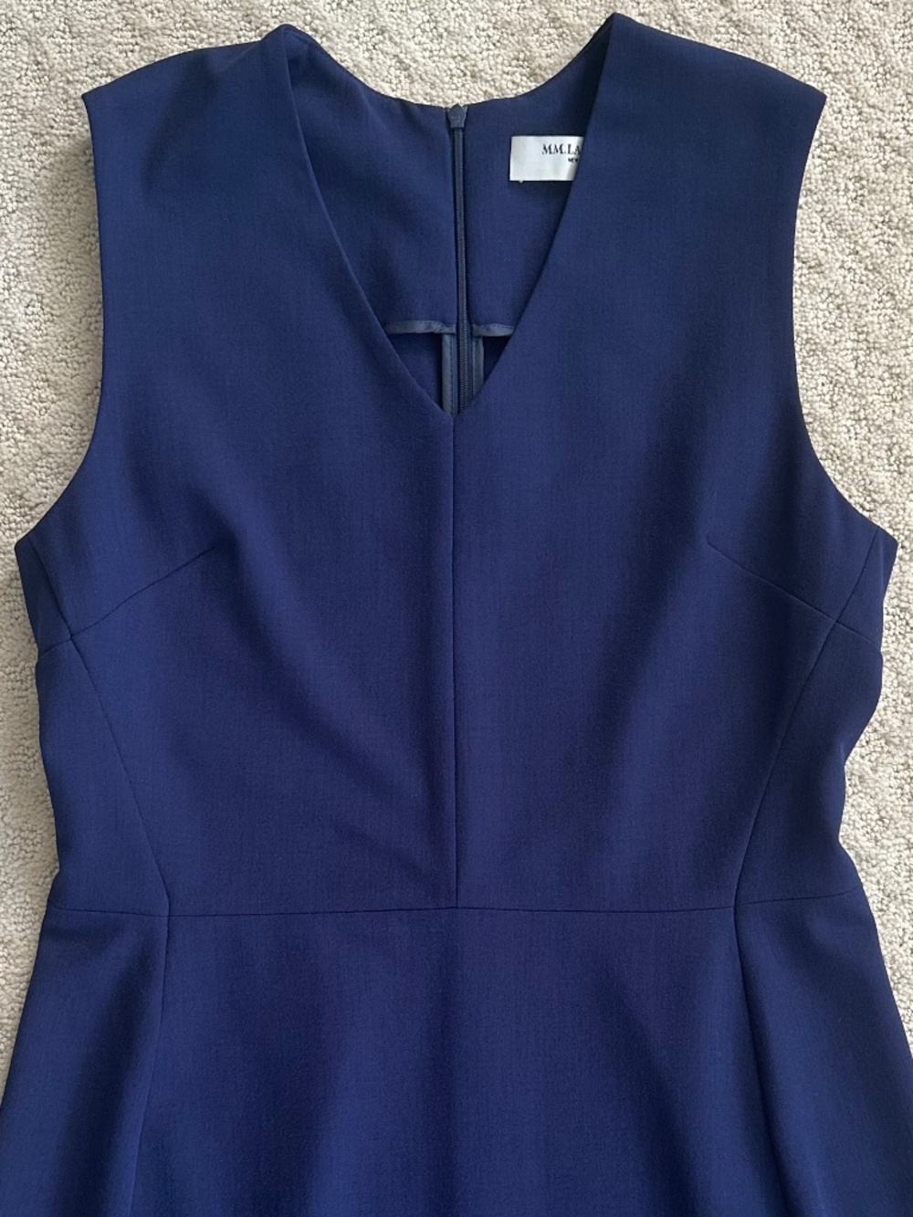 MM Lafleur Annie A-Line Sheath Dress Navy 10 Career Office Minimalist Classic - Picture 5 of 13